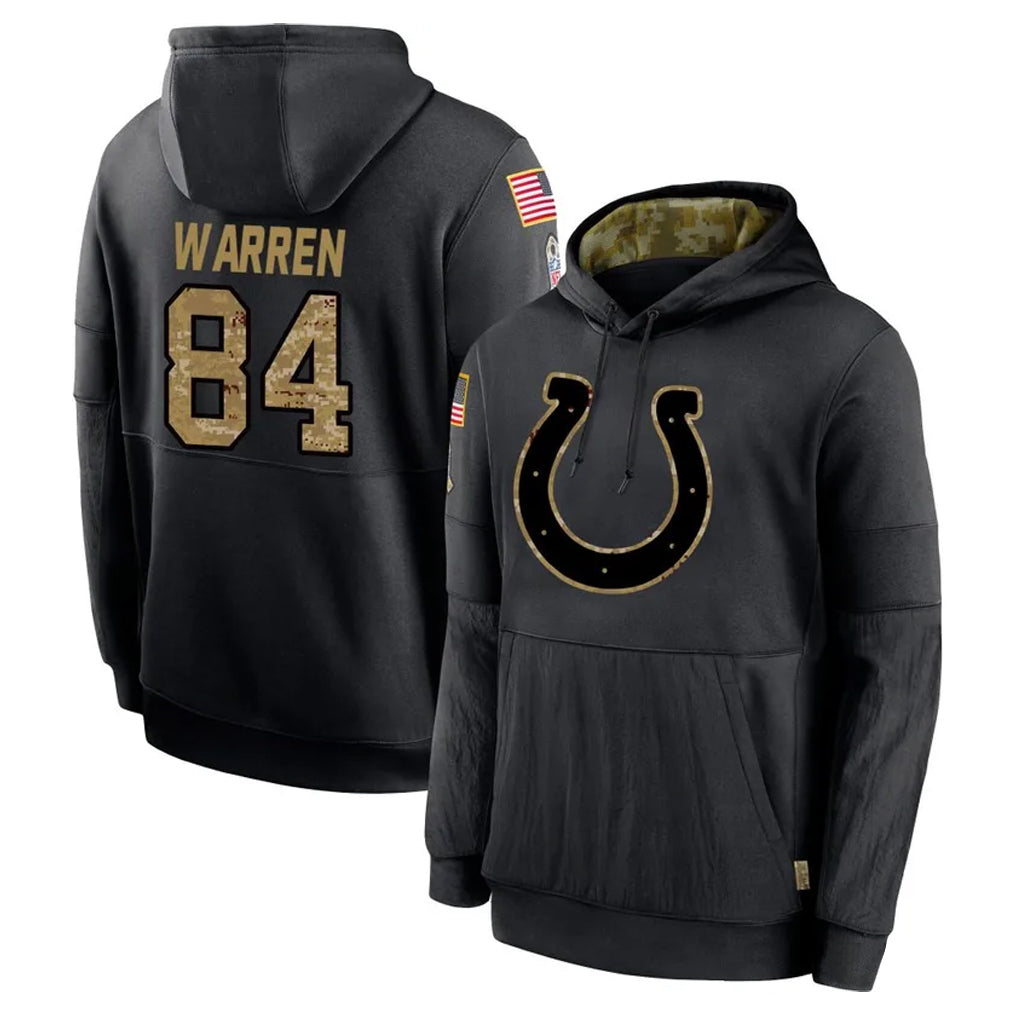 Elroe IN.Colts #84 Tyler Warren Player Black Salute to Service Hoodies Limited Game Stitched Jerseys