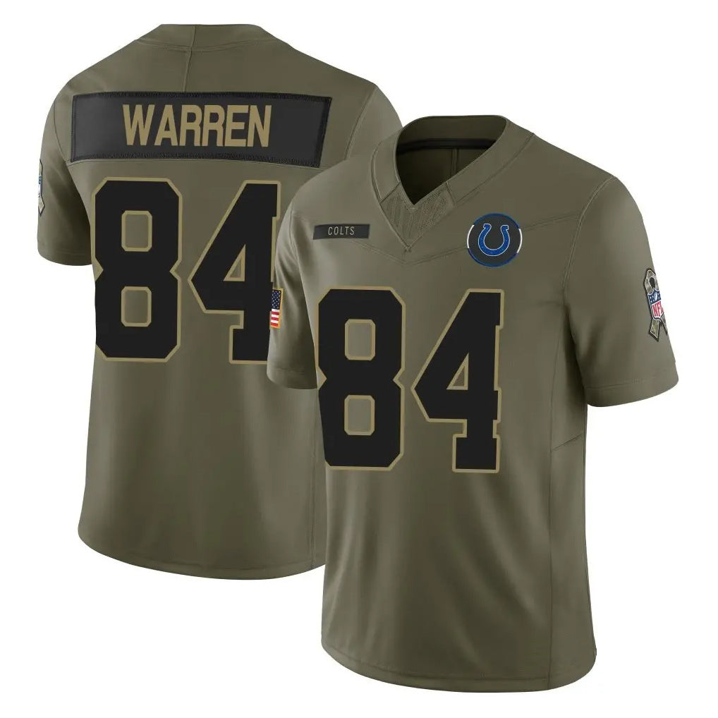 Elroe IN.Colts #84 Tyler Warren Player Salute To Service Limited Olive Stitched Jersey