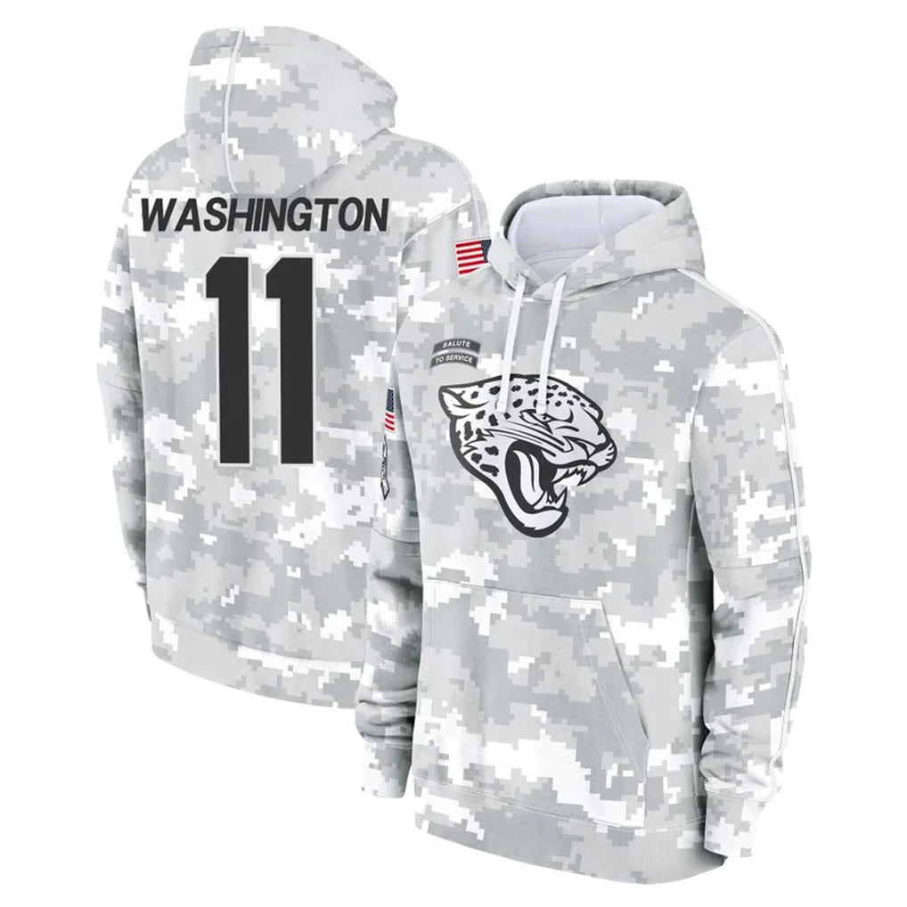 Elroe J.Jaguars #11 Parker Washington Player Arctic Camo Salute to Service Hoodies Limited Game Stitched Jerseys