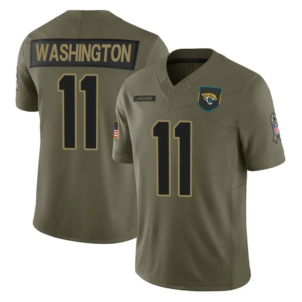 Elroe J.Jaguars #11 Parker Washington Player Olive 2025 Salute To Service Limited Game Stitched Jerseys