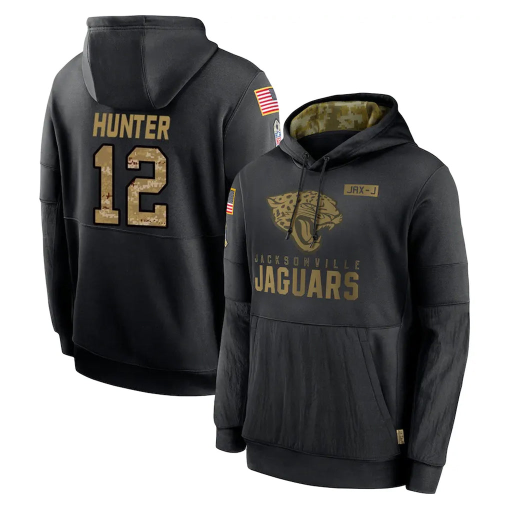 Elroe J.Jaguars #12 Travis Hunter Player Black Salute to Service Hoodies Limited Game Stitched Jerseys