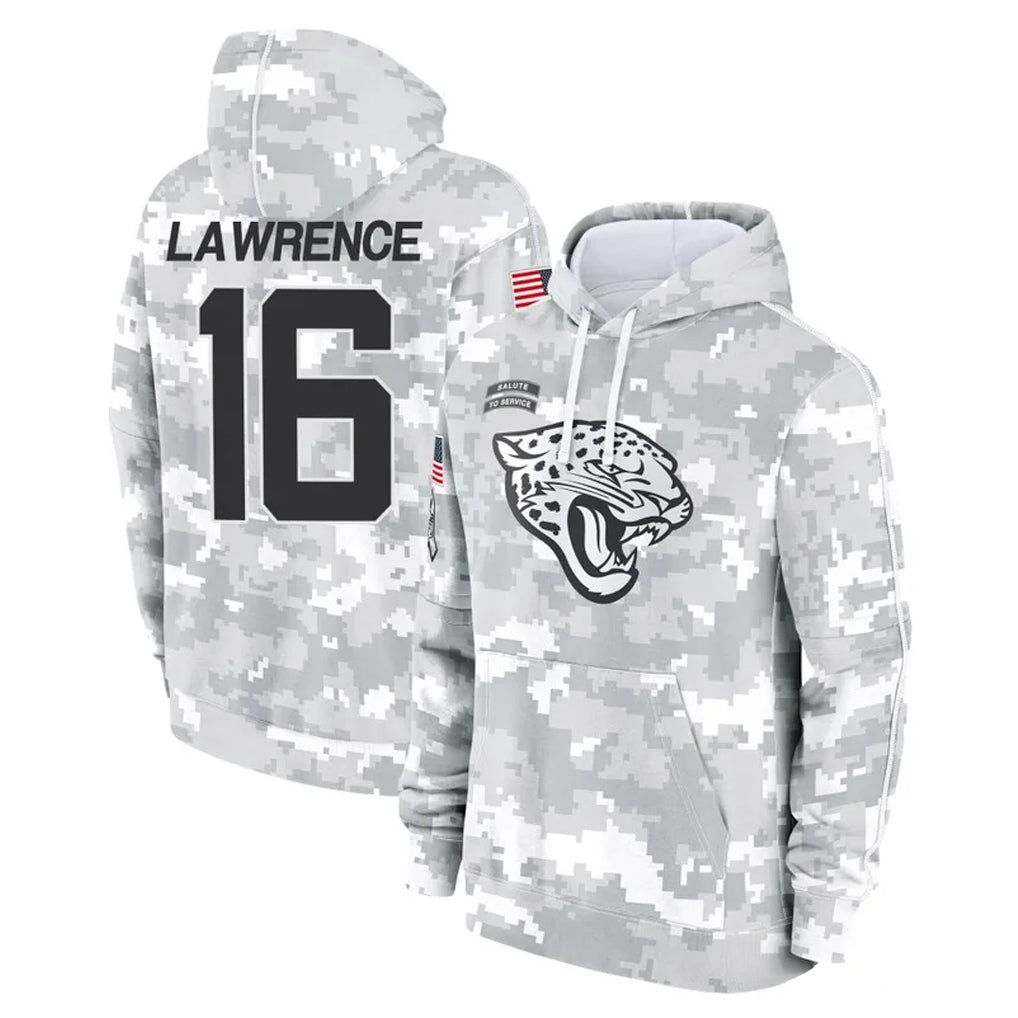 Elroe J.Jaguars #16 Trevor Lawrence Player Arctic Camo Salute to Service Hoodies Limited Game Stitched Jerseys