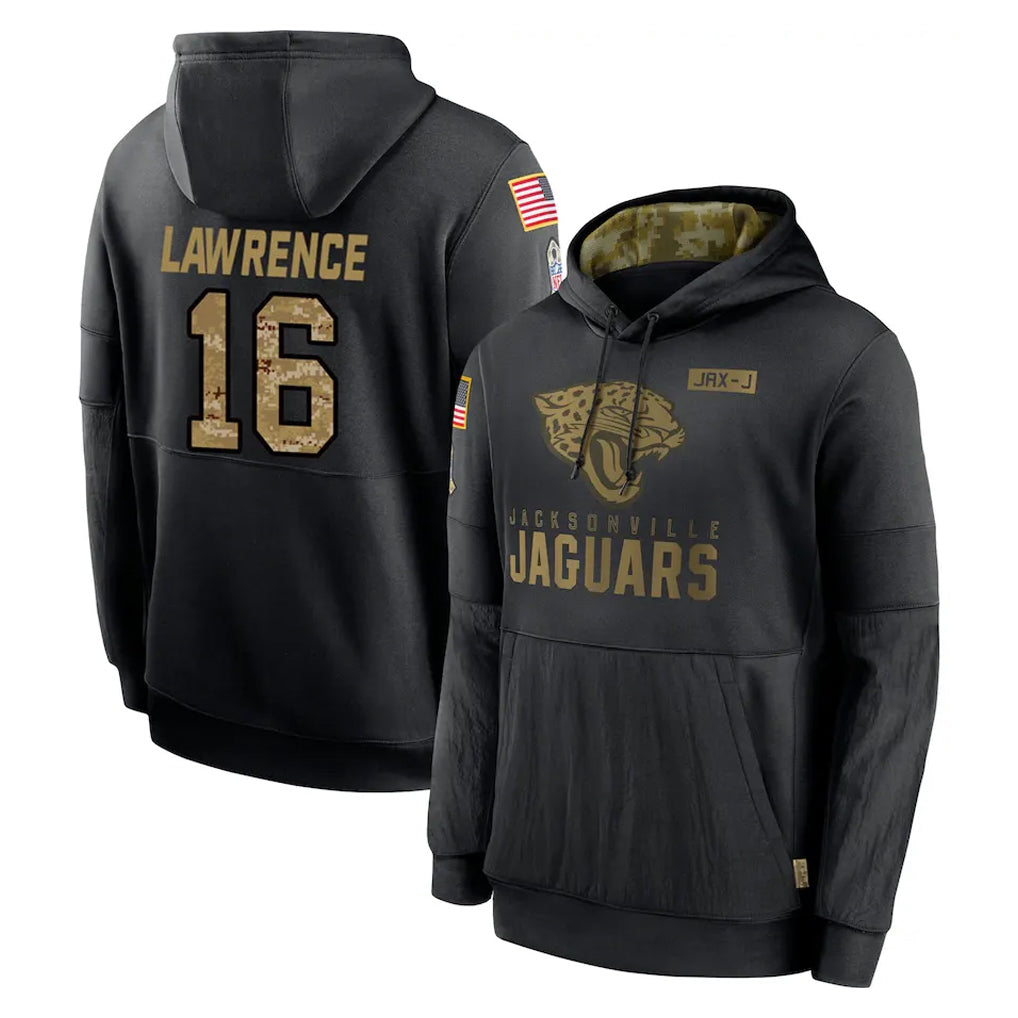 Elroe J.Jaguars #16 Trevor Lawrence Player Black Salute to Service Hoodies Limited Game Stitched Jerseys