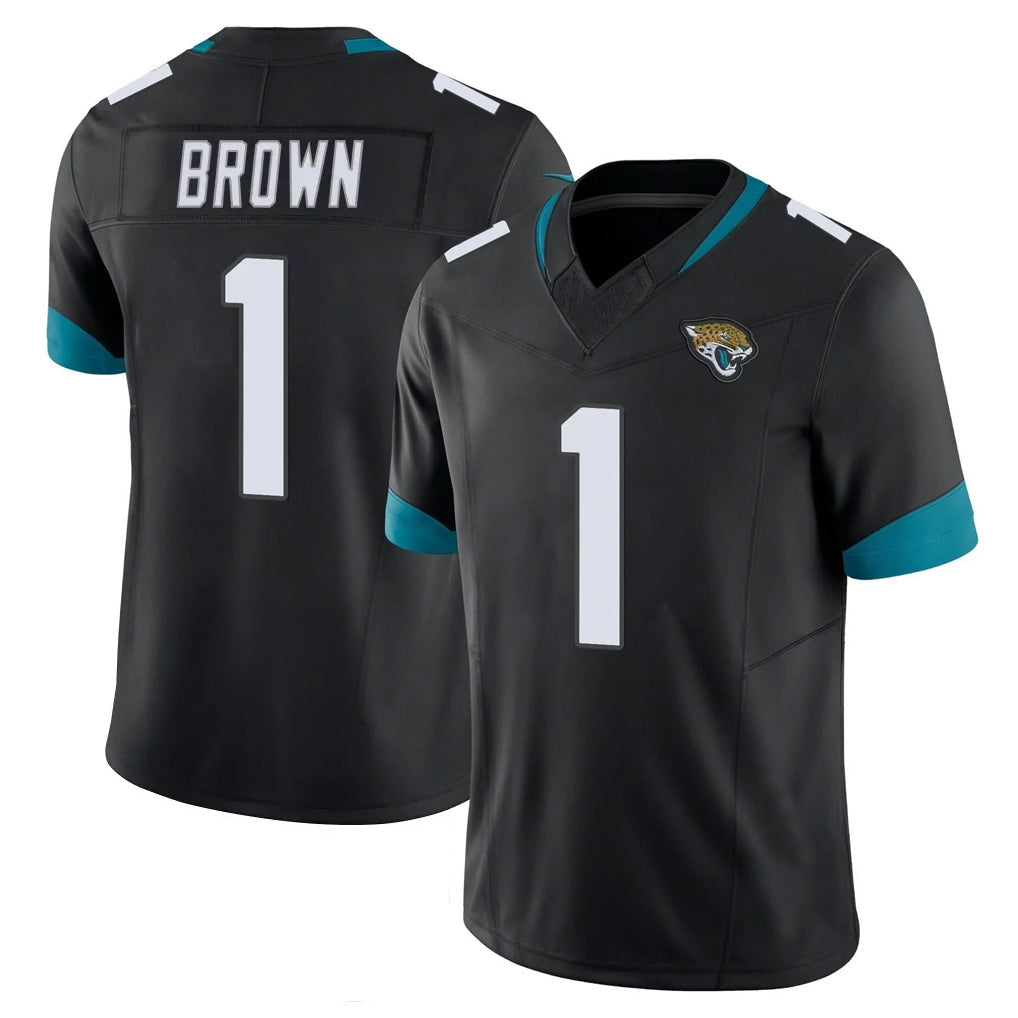 Elroe J.Jaguars #1 Montaric Brown Player Black Vapor F.U.S.E. Limited Home Game Stitched Jerseys