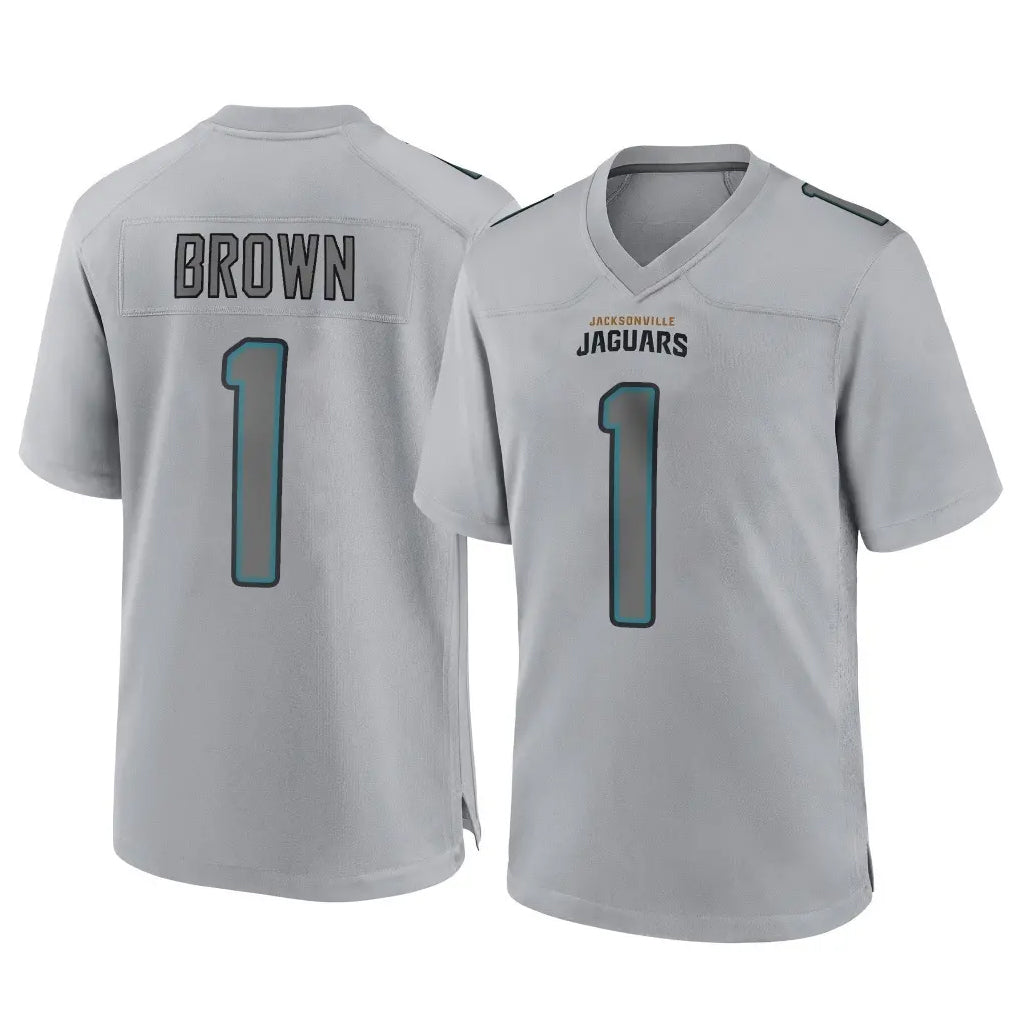 Elroe J.Jaguars #1 Montaric Brown Player Gray Atmosphere Fashion Home Game Stitched Jerseys