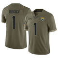Elroe J.Jaguars #1 Montaric Brown Player Olive Salute To Service Limited Stitched Jerseys