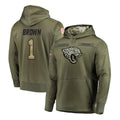 Elroe J.Jaguars #1 Montaric Brown Player Olive Salute to Service Pullover Hoodies Home Game Stitched Jerseys
