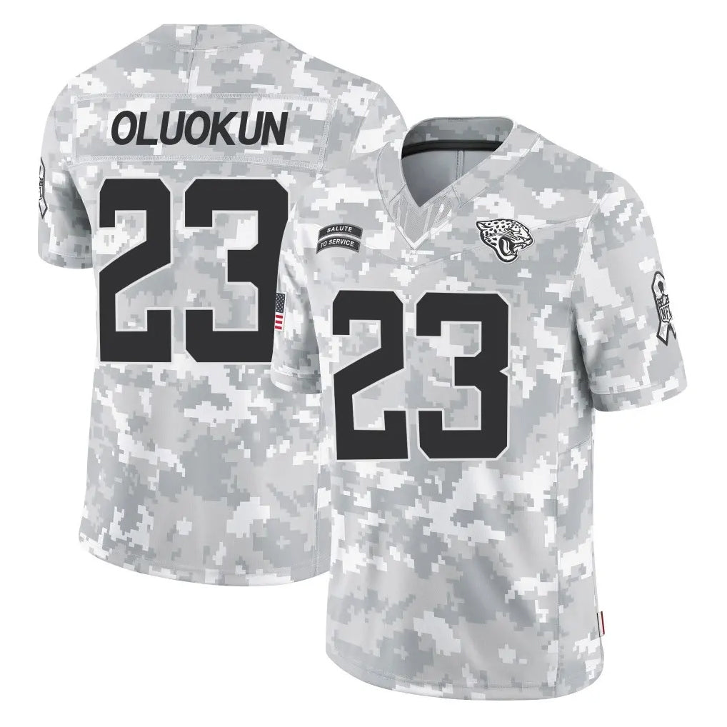 Elroe J.Jaguars #23 Foyesade Oluokun Player Arctic Camo Salute To Service Limited Game Stitched Jerseys