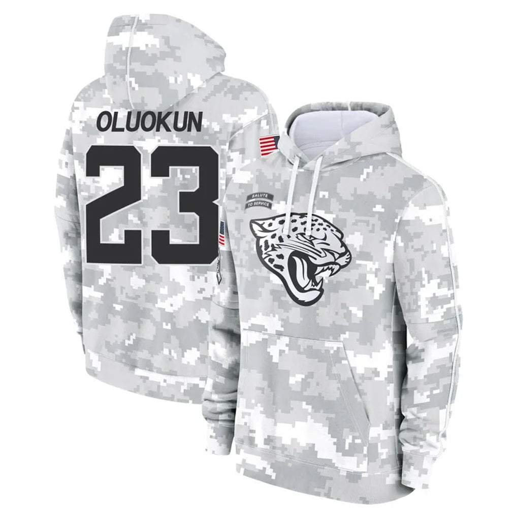 Elroe J.Jaguars #23 Foyesade Oluokun Player Arctic Camo Salute to Service Hoodies Limited Game Stitched Jerseys
