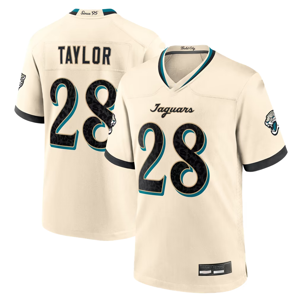 Elroe J.Jaguars #28 Fred Taylor Natural  2026 Rivalries Collection Game Stitched Jerseys