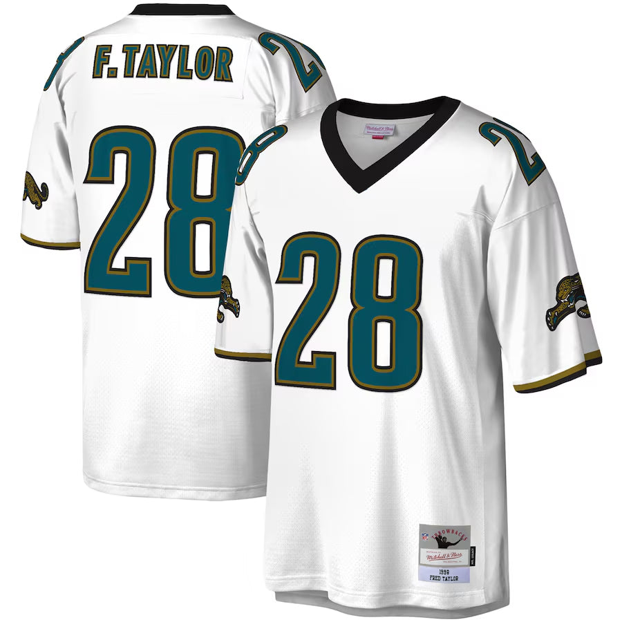 Elroe J.Jaguars #28 Fred Taylor Player Mitchell & Ness White Legacy Replica Stitched Jerseys