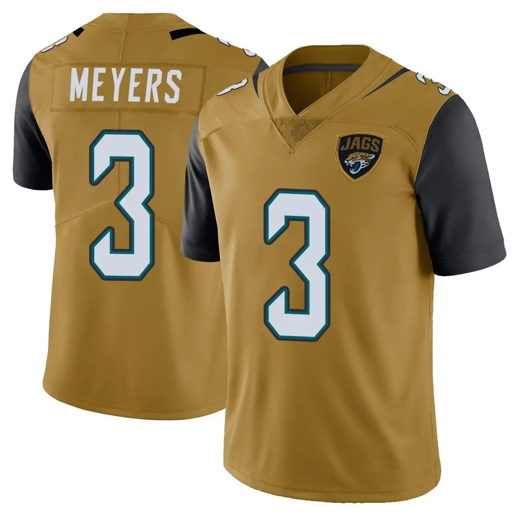 Elroe J.Jaguars #3 Jakobi Meyers Player Gold Vapor Limited Home Game Stitched Jerseys