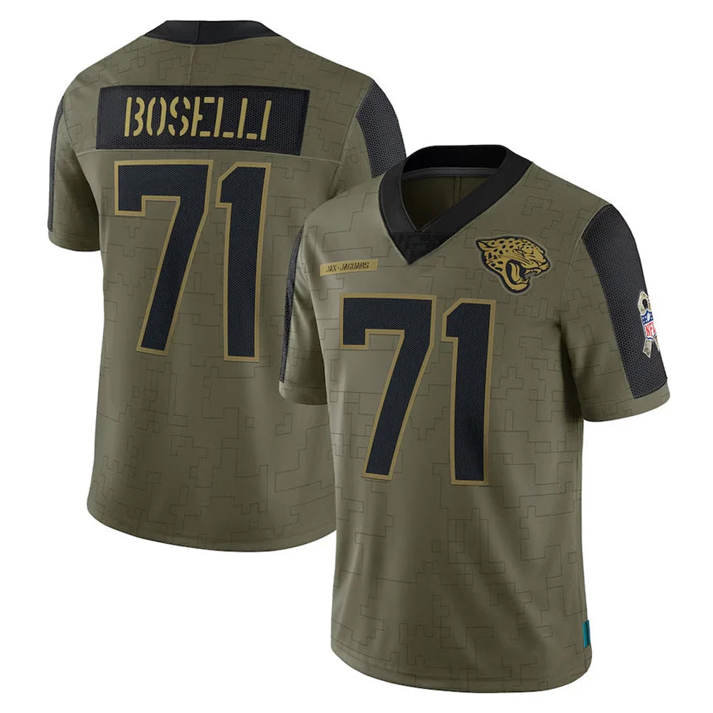 Elroe J.Jaguars #71 Tony Boselli?Player Olive Salute To Service Limited Game Stitched Jerseys