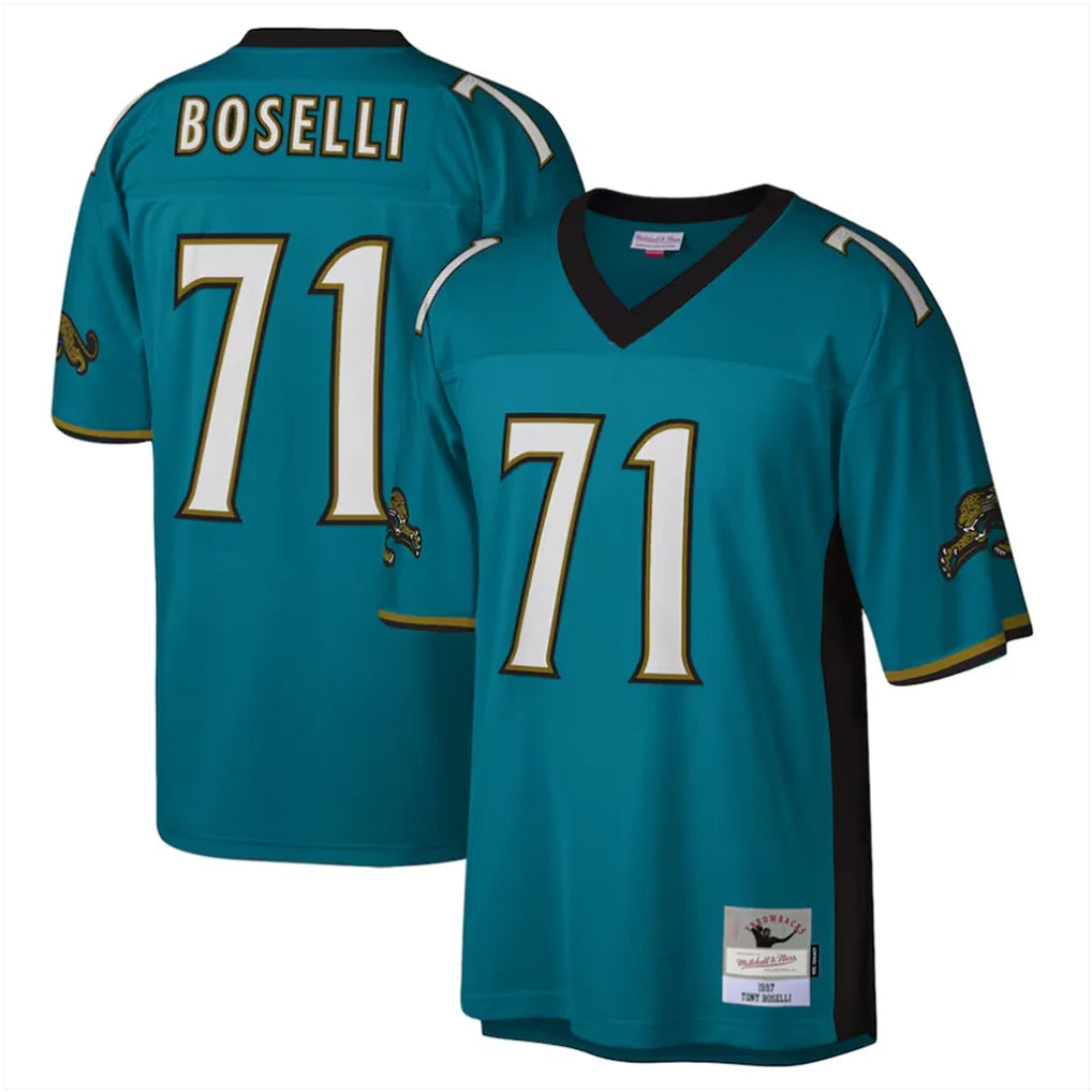 Elroe J.Jaguars #71 Tony Boselli?Player Teal Mitchell & Ness Legacy Home Game Stitched Jerseys