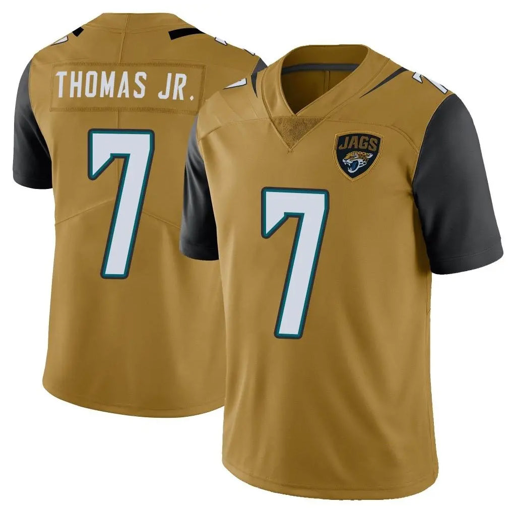 Elroe J.Jaguars #7 Brian Thomas Jr. Player Gold Vapor Limited Home Game Stitched Jerseys