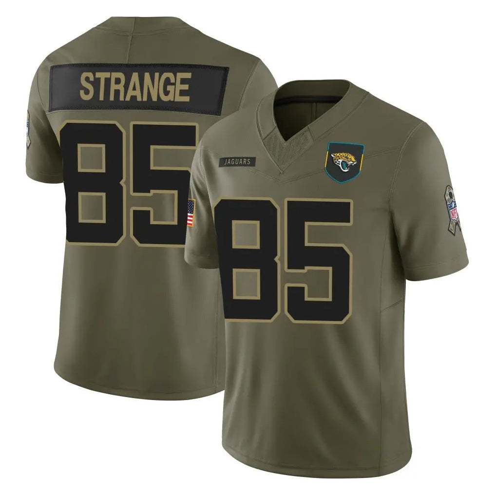 Elroe J.Jaguars #85 Brenton Strange Player Olive 2025 Salute To Service Limited Game Stitched Jerseys