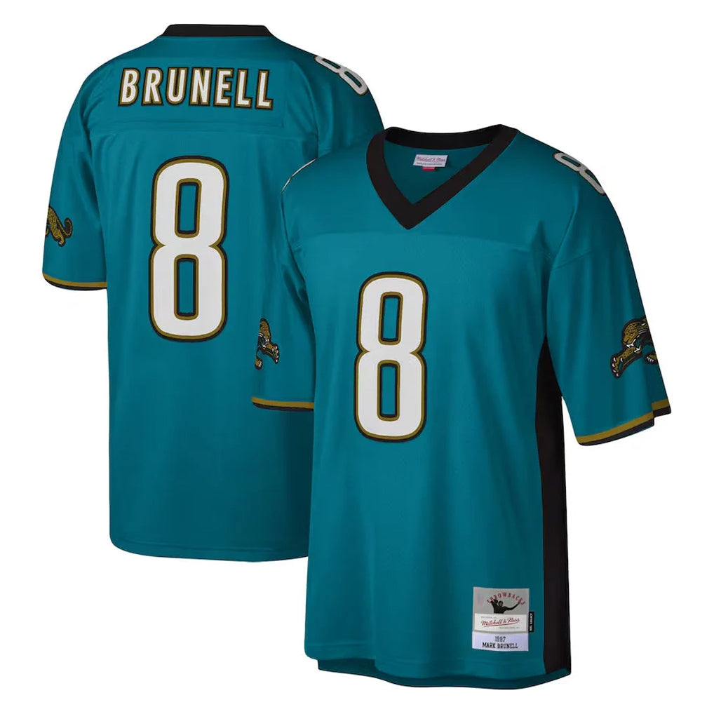 Elroe J.Jaguars #8 Mark Brunell?Player Teal Mitchell & Ness Legacy Home Game Stitched Jerseys