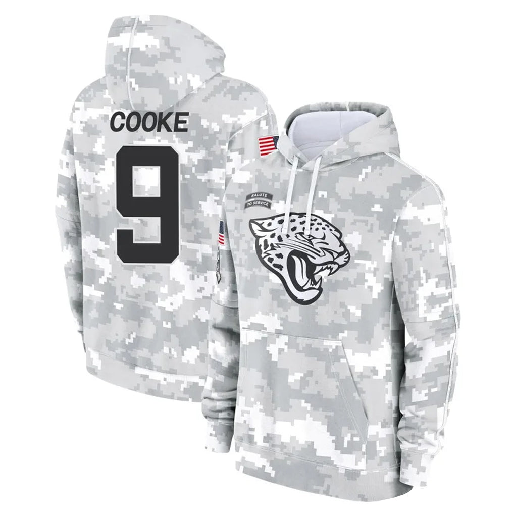Elroe J.Jaguars #9 Logan Cooke Player Arctic Camo Salute to Service Hoodies Limited Game Stitched Jerseys