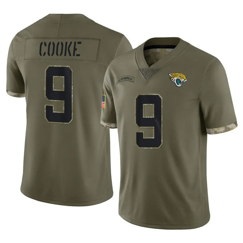 Elroe J.Jaguars #9 Logan Cooke Player Olive Salute To Service Limited Stitched Jerseys