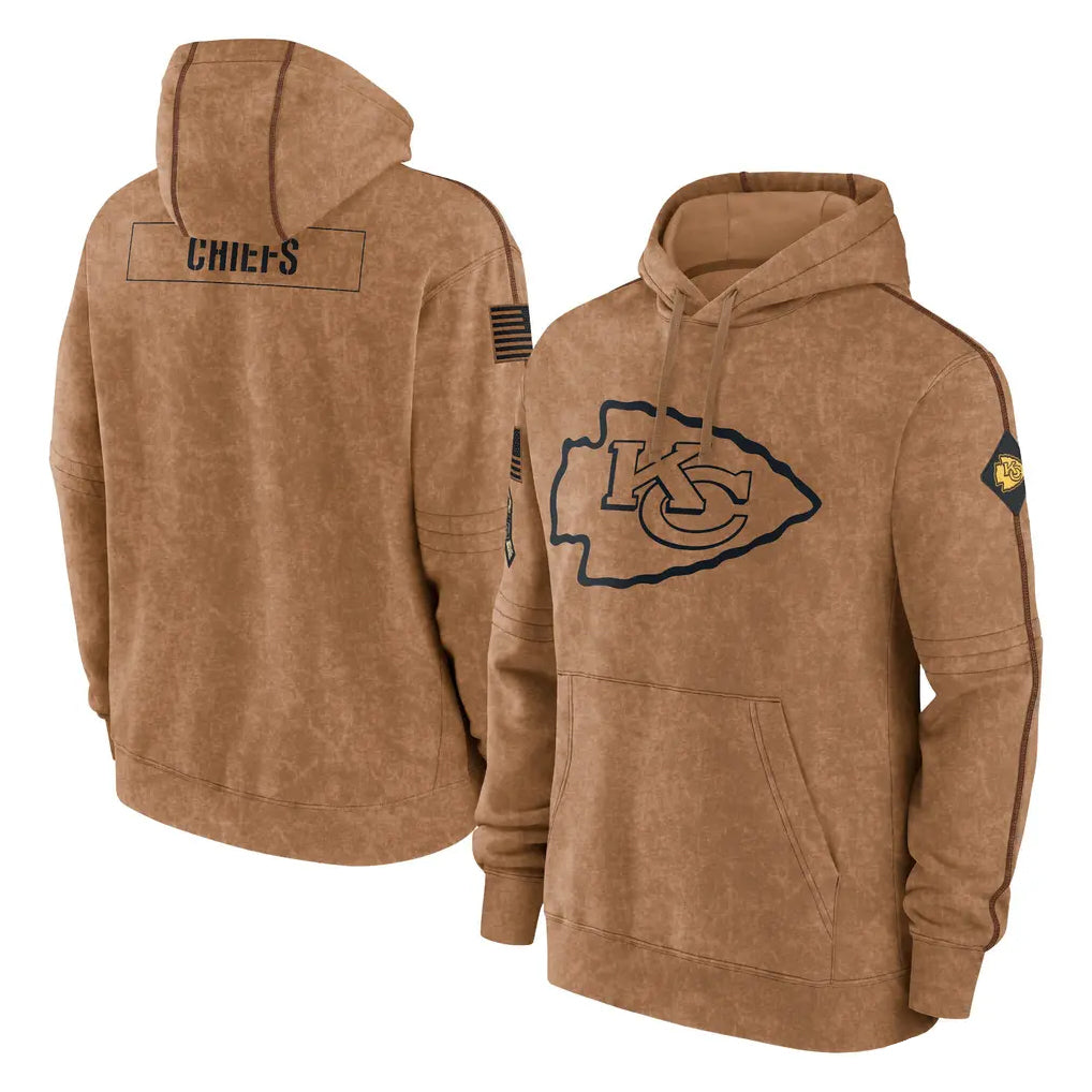 Elroe KC.Chiefs Brown Salute to Service Hoodies Limited Game Blank Player Stitched Jerseys