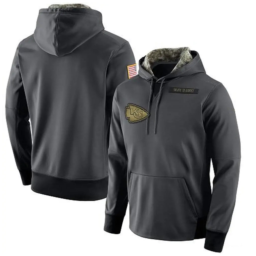 Elroe KC.Chiefs Gray Salute to Service Hoodies Limited Game Blank Player Stitched Jerseys