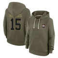 Elroe KC.Chiefs #15 Patrick Mahomes Player Olive Salute to Service Hoodies Stitched Jerseys