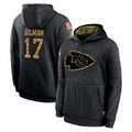 Elroe KC.Chiefs #17 Alohi Gilman Player Black Salute to Service Hoodies Limited Game Stitched Jerseys