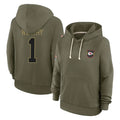 Elroe KC.Chiefs #1 Xavier Worthy Player Olive Salute to Service Hoodies Stitched Jerseys