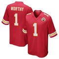 Elroe KC.Chiefs #1 Xavier Worthy Player Red Home Game Stitched Jerseys