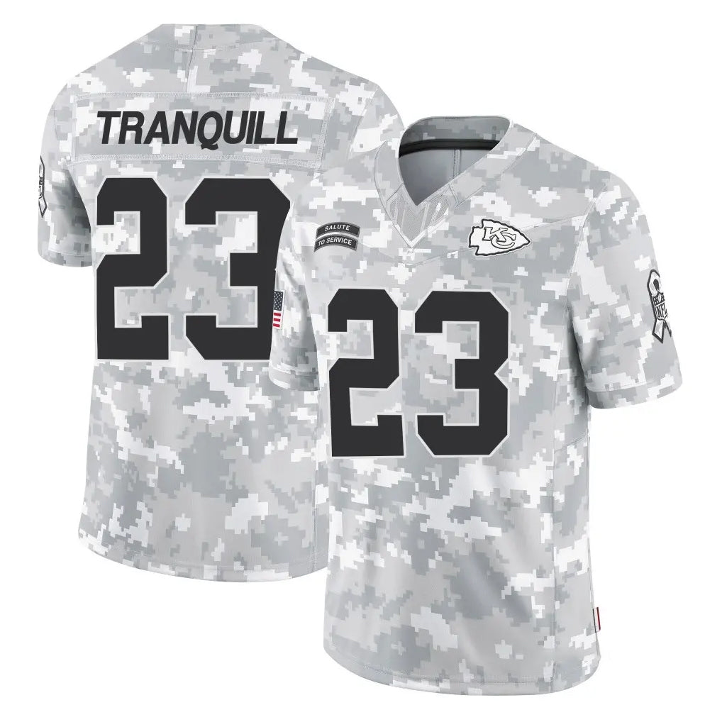 Elroe KC.Chiefs #23 Drue Tranquill Player Arctic Camo Salute To Service Limited Game Stitched Jerseys