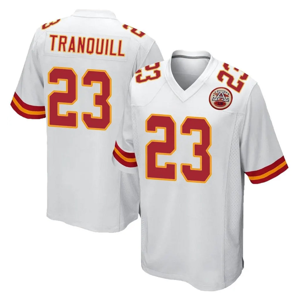 Elroe KC.Chiefs #23 Drue Tranquill Player White Home Game Stitched Jerseys