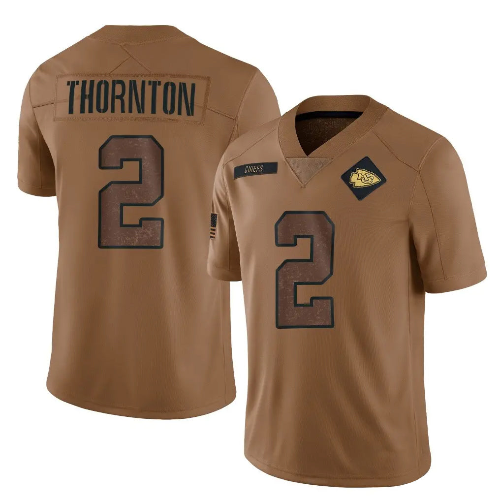 Elroe KC.Chiefs #2 Tyquan Thornton Player Brown Salute To Service Limited Stitched Jerseys