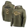 Elroe KC.Chiefs #2 Tyquan Thornton Player Olive Salute to Service Pullover Hoodies Home Game Stitched Jerseys