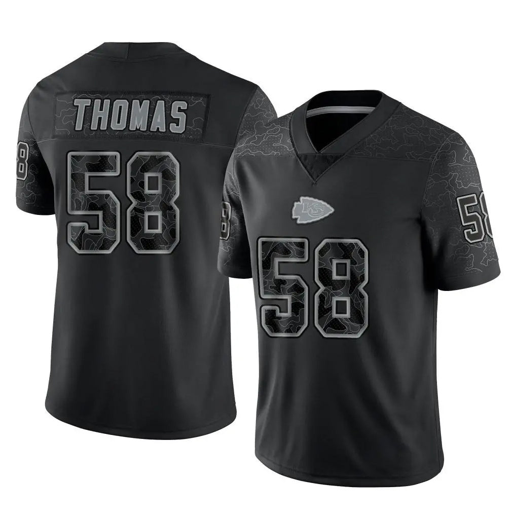 Elroe KC.Chiefs #58 Derrick Thomas Player Black Limited Reflective Game Stitched Jerseys
