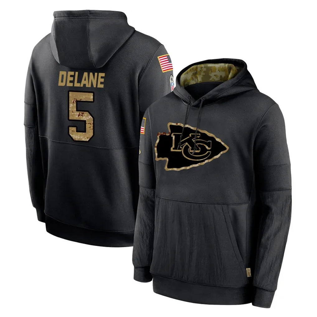 Elroe KC.Chiefs #5 Mansoor Delane Player Black Salute to Service Hoodies Limited Game Stitched Jerseys