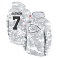 Elroe KC.Chiefs #7 Harrison Butker Player Arctic Camo Salute to Service Hoodies Stitched Jerseys