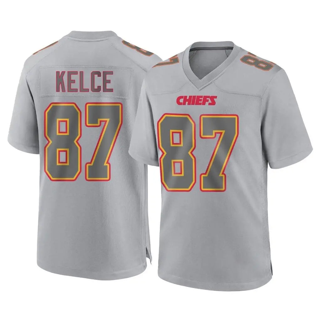 Elroe KC.Chiefs #87 Travis Kelce Player Gray Atmosphere Fashion Game Stitched Jerseys