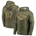 Elroe KC.Chiefs #87 Travis Kelce Player Salute to Service Limited Olive Hoodies Stitched Jerseys