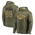 Elroe KC.Chiefs #88 Tony Gonzalez Player Olive Salute to Service Pullover Hoodies Home Game Stitched Jerseys