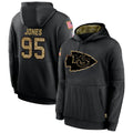 Elroe KC.Chiefs #95 Chris Jones Player Black Salute to Service Hoodies Stitched Jerseys