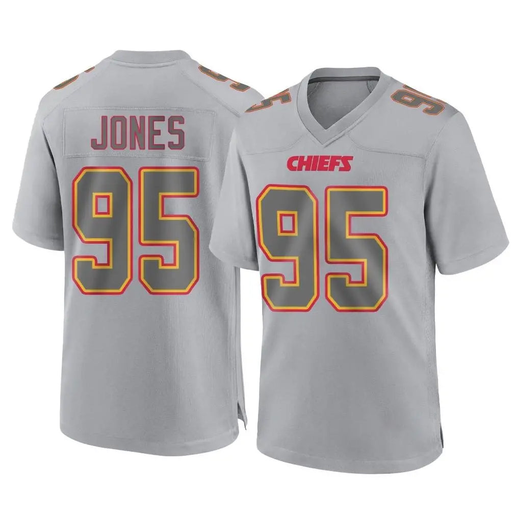 Elroe KC.Chiefs #95 Chris Jones Player Gray Atmosphere Fashion Game Stitched Jerseys