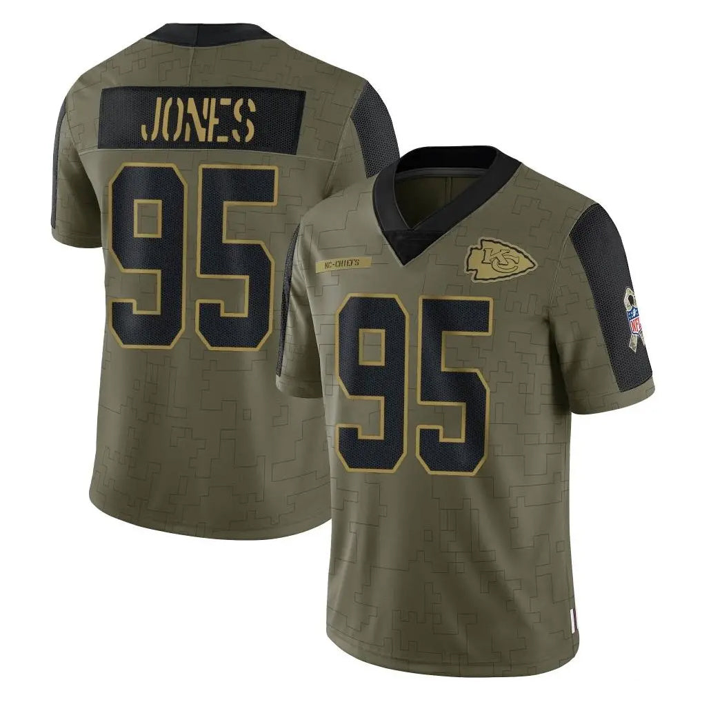 Elroe KC.Chiefs #95 Chris Jones Player Olive Salute To Service Limited Game Stitched Jerseys