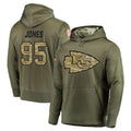 Elroe KC.Chiefs #95 Chris Jones Player Olive Salute to Service Pullover Hoodies Home Game Stitched Jerseys