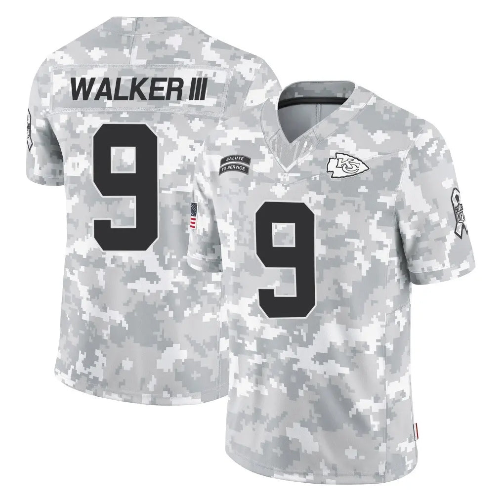 Elroe KC.Chiefs #9 Kenneth Walker III Player Arctic Camo Salute To Service Limited Game Stitched Jerseys