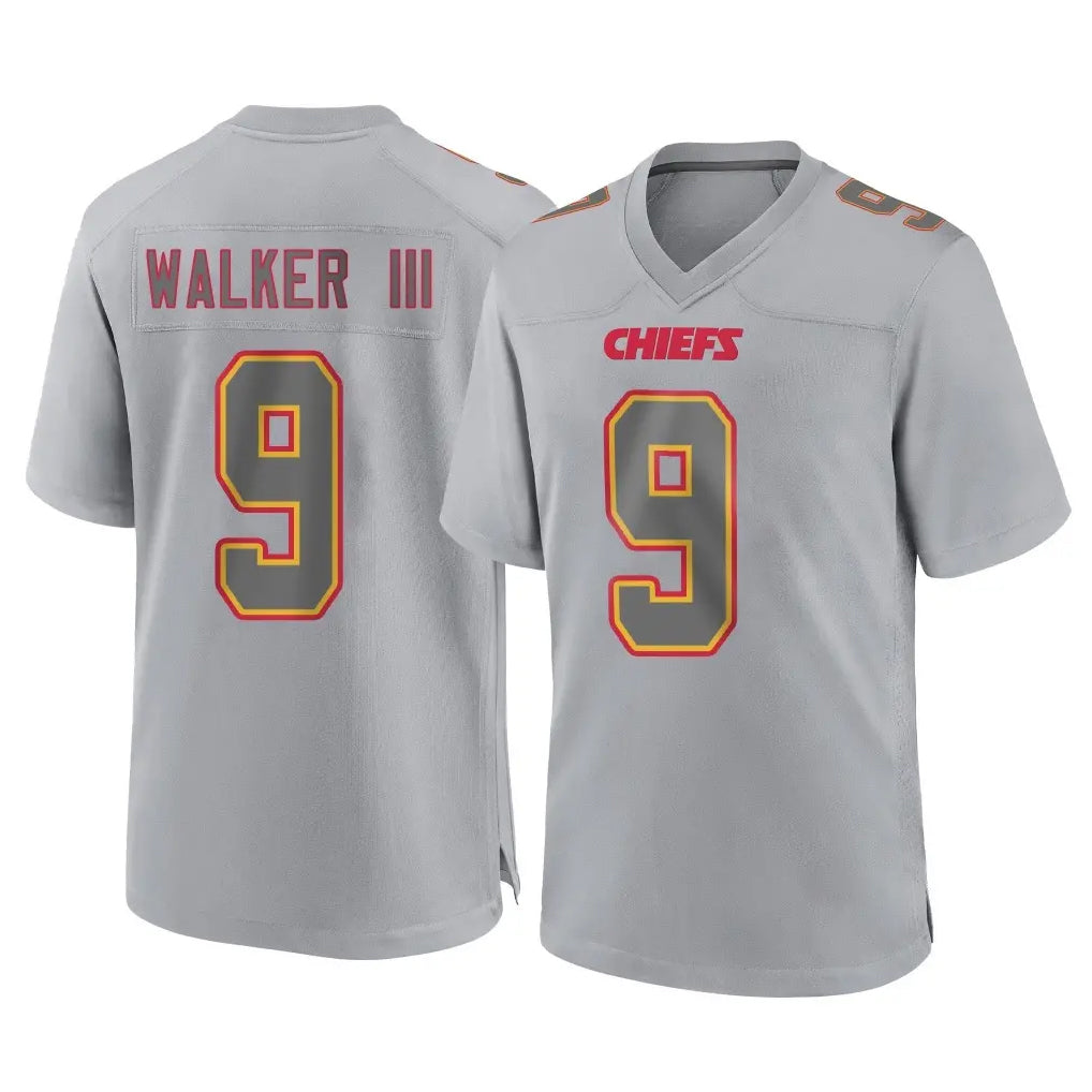 Elroe KC.Chiefs #9 Kenneth Walker III Player Gray Atmosphere Fashion Game Stitched Jerseys