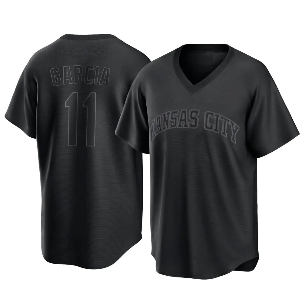 Elroe KC.Royals #11 Maikel Garcia Player Black Fashion Game Stitched Jerseys
