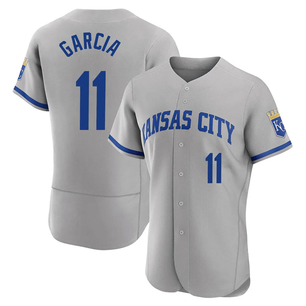 Elroe KC.Royals #11 Maikel Garcia Player Gray Limited Elite Home Game Stitched Jerseys