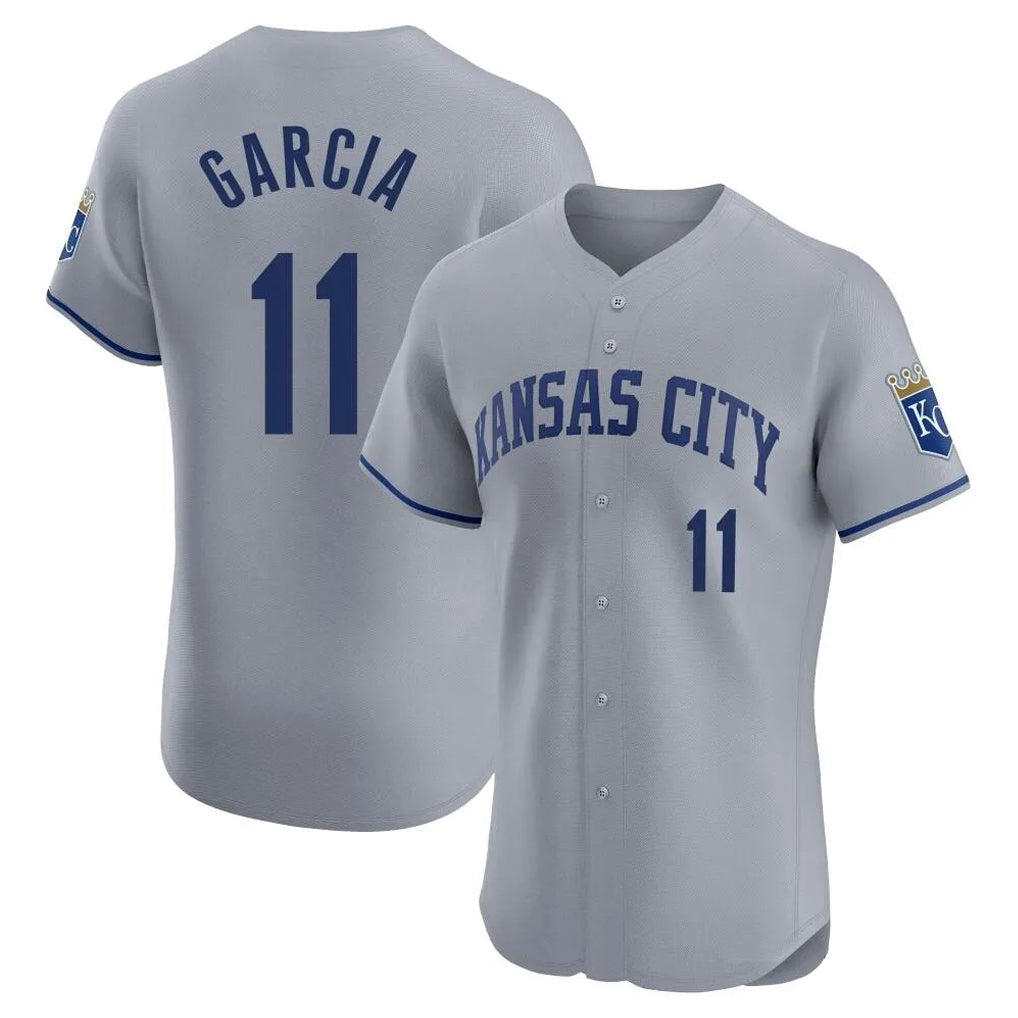 Elroe KC.Royals #11 Maikel Garcia Player Gray Limited Elite Home Stitched Jerseys