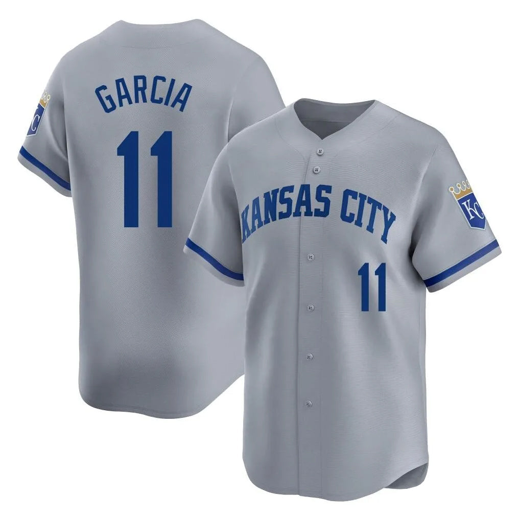 Elroe KC.Royals #11 Maikel Garcia Player Gray Limited Home Stitched Jerseys
