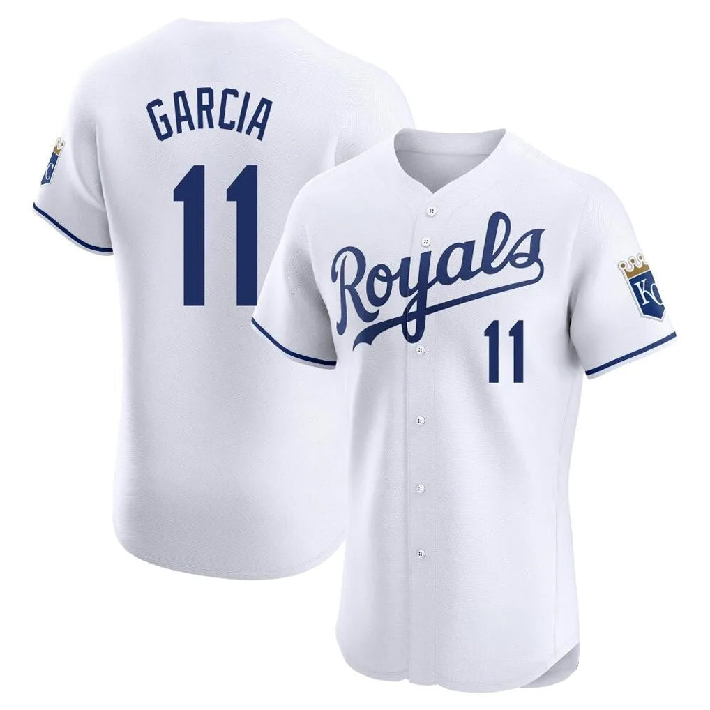 Elroe KC.Royals #11 Maikel Garcia Player White Alt Limited Elite Home Stitched Jerseys